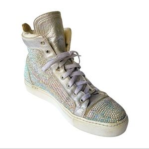 Le Silla Silver Crystal Embellished Hi-Top Sneaker